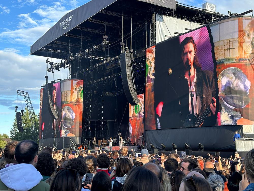 Hozier performing at Finsbury Park, London